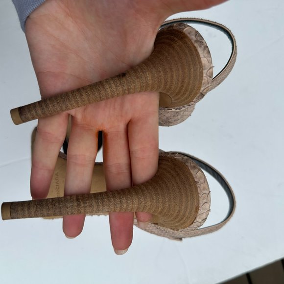 Balenciaga Snakeskin Sandals Sz 39.5 Brown Ankle Strap High Stiletto Heels - Picture 6 of 9